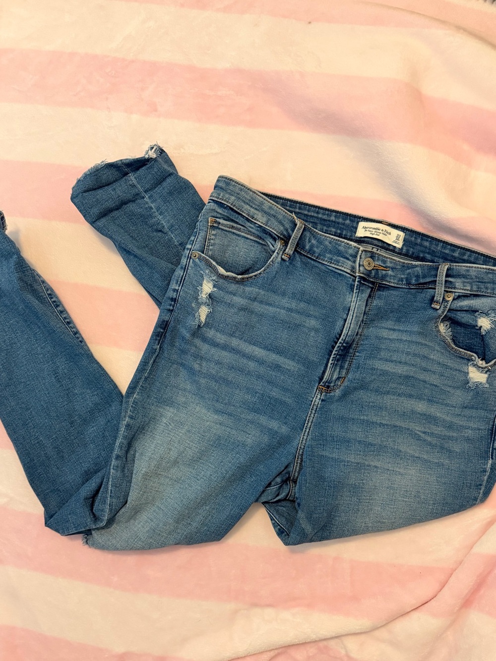 Abercrombie & Fitch Light Blue Distressed Skinny Jeans